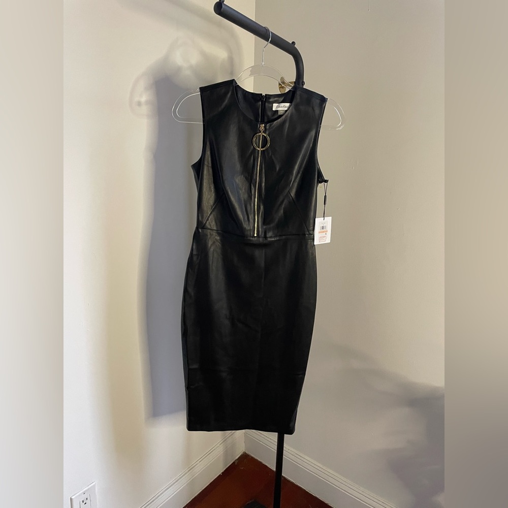 Calvin Klein Leather Sheath Dress